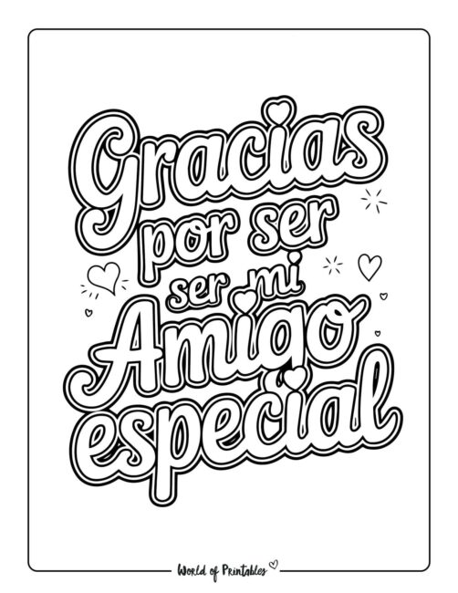 Cute Spanish Valentine&rsquo;s day coloring page