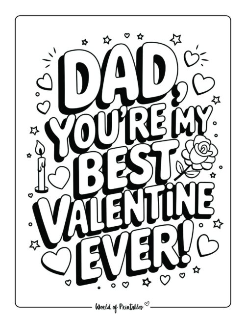 Cute Valentine&rsquo;s day coloring page for dad