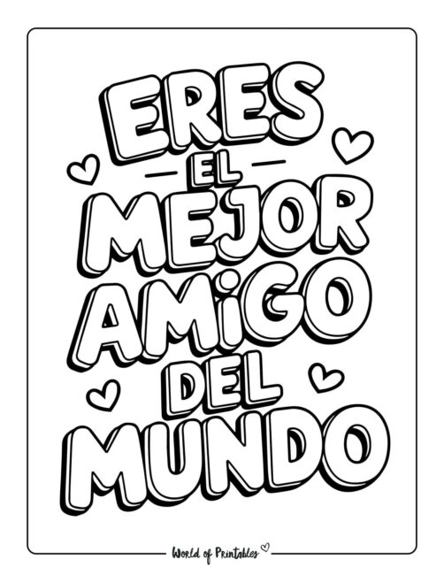 Cute Valentine&rsquo;s day coloring page in Spanish
