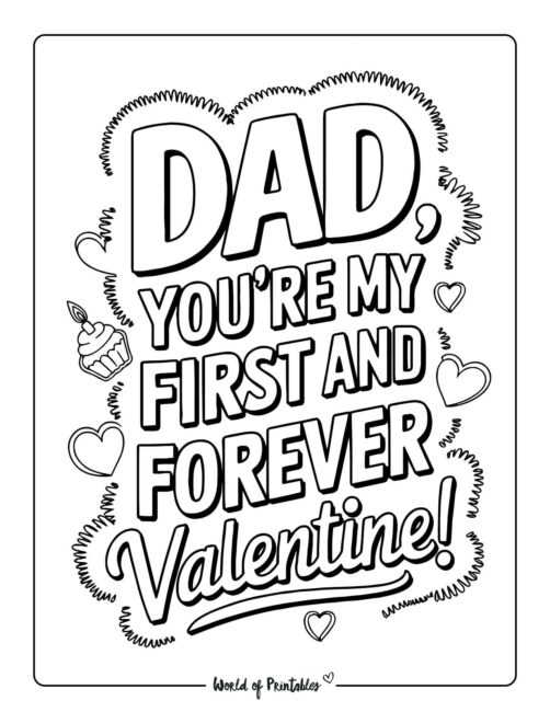 Dad, you&rsquo;re my valentine coloring page