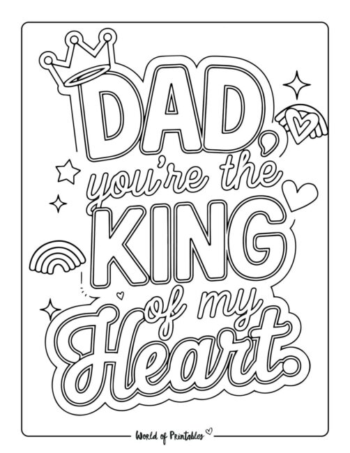 Dad you&rsquo;re the king Valentine&rsquo;s day coloring page