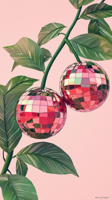 Dark Cherry Red Disco Ball Wallpaper