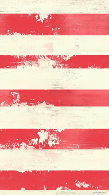 Distressed Cherry Red and Cream Wallpaper