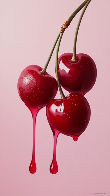 Dripping Red Cherry Aesthetic Wallpaper