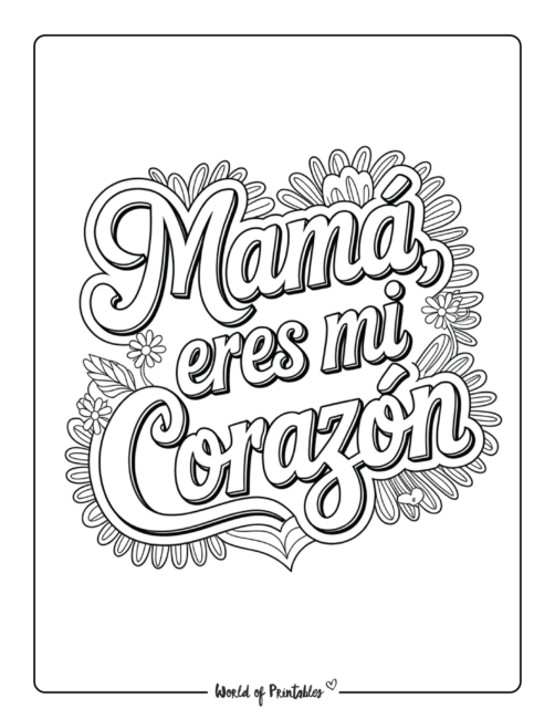 Dulce página para colorear del Día de las Madres