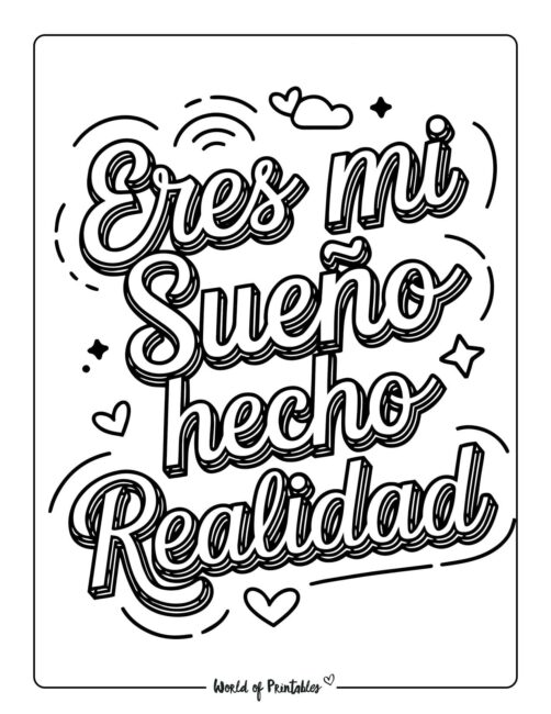 Eres Mi Sueno Hecho Realidad Valentine&rsquo;s day coloring pages