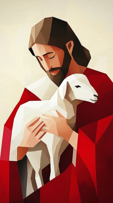 Geometric Jesus and Sheep Wallpaper
