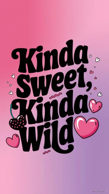 Girly Kinda Sweet, Kinda Wild Quote Cherry Wallpaper