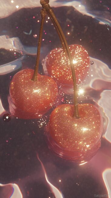 Glittery Cherry Aesthetic Wallpaper