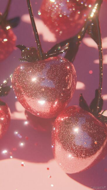 Glittery Pink Cherry Wallpaper