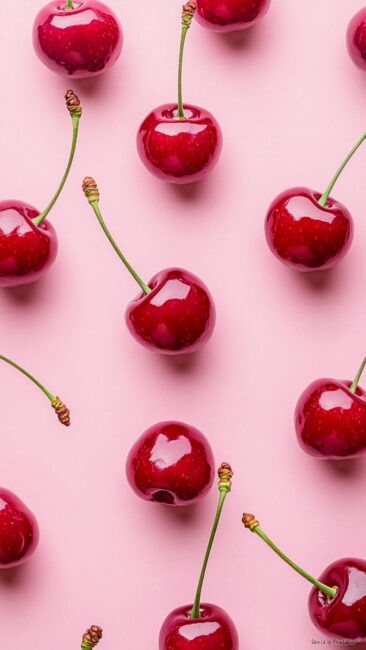 Glossy Cherry Pattern Wallpaper