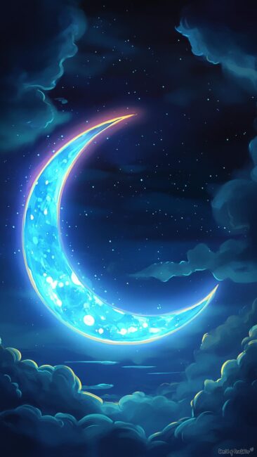 Glowing Crescent Moon Aura Phone Backgrounds