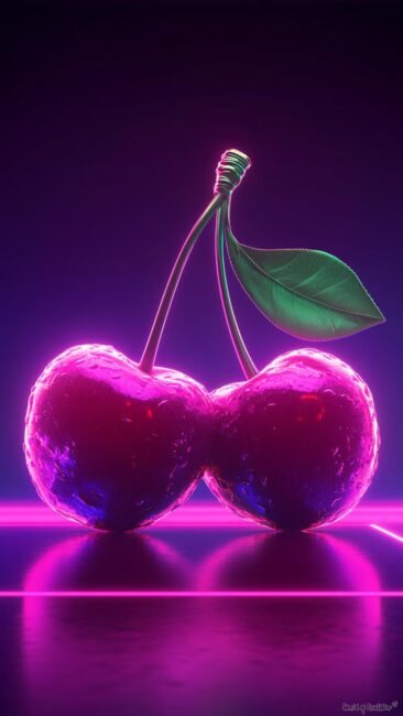 Glowing Neon Pink Cherry Background