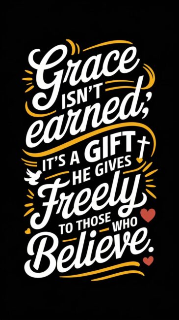 Grace isn't earned - it's a gift He gives freely to those who believe Bible wallpaper