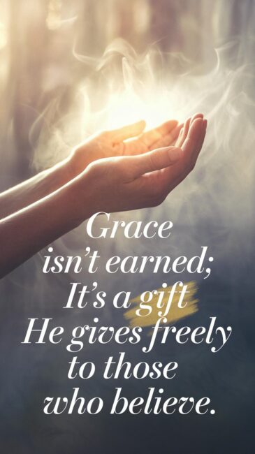 Grace isn't earned; it's a gift. He gives freely to those who believe Religious Wallpaper