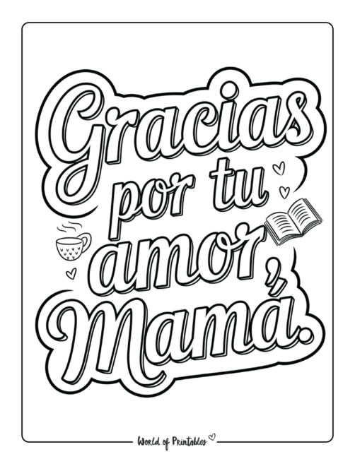 Gracias por tu amor, mamá página para colorear para adultos