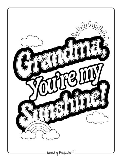 Grandma, You’re My Sunshine Coloring Page for Kids