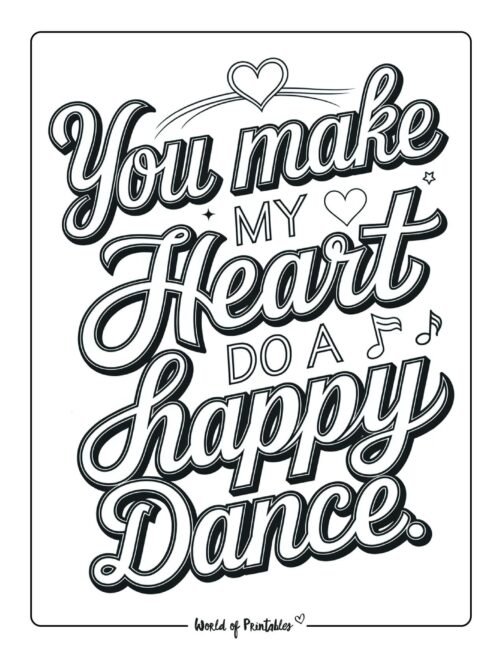 Happy Dance Valentine&rsquo;s day coloring page