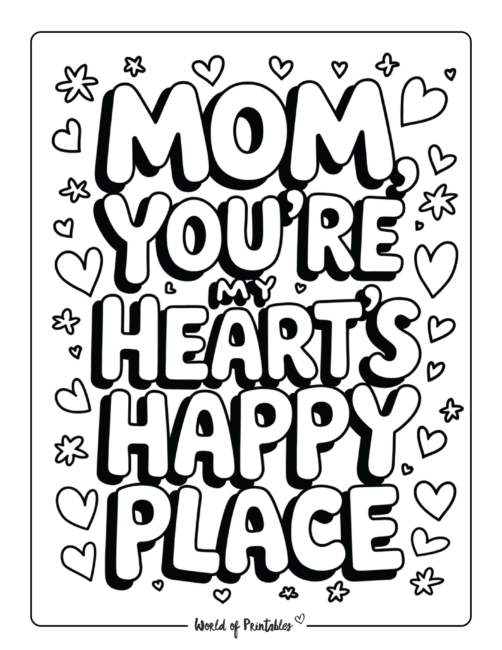 Happy Mother’s Day Coloring Page for Mom from a Teenager