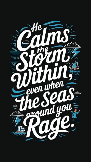 He calms the storm within, even when the seas around you rage Christian Wallpaper