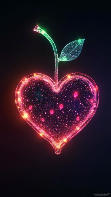 Heart Shaped Cherry on Black background