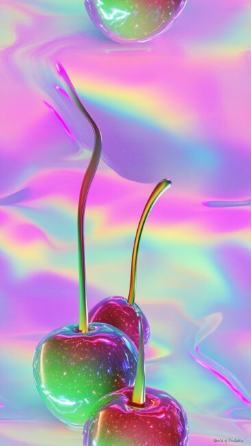 Holographic Cherry Wallpaper
