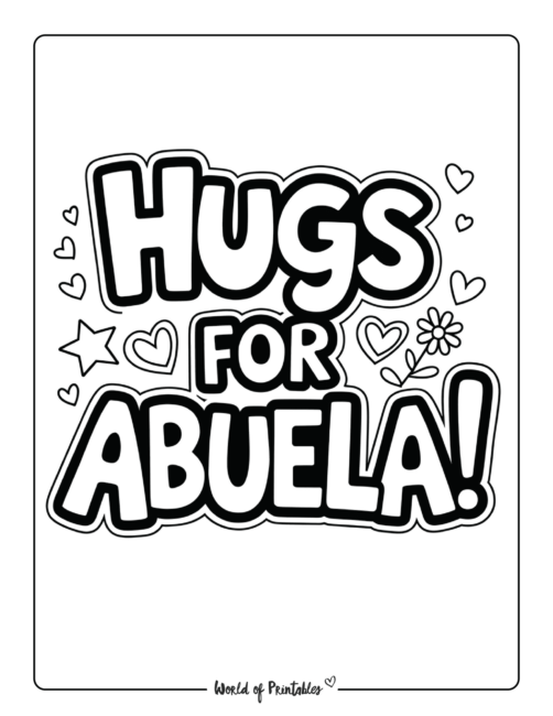 Hugs for Abuela Coloring Page Spanish