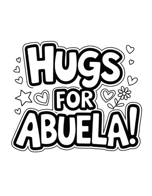 Hugs for Abuela Mother&rsquo;s Day cards to color
