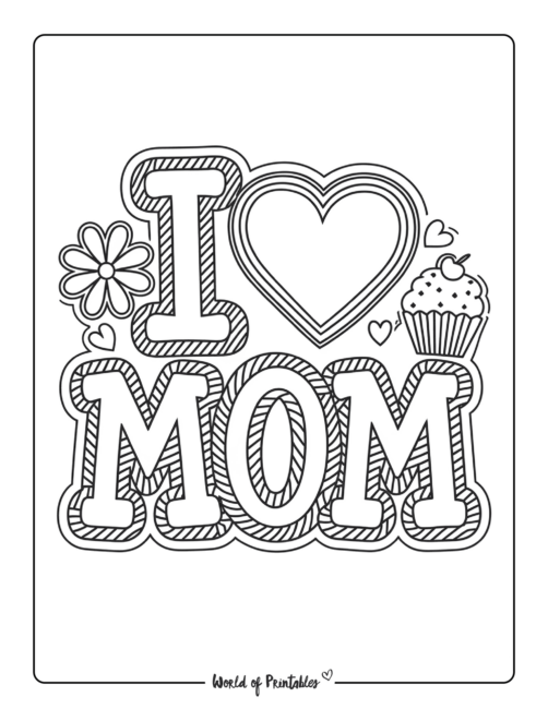 I Love You Mom Coloring Page from Kids