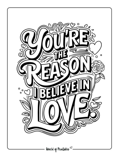 I believe in love Valentine&rsquo;s day coloring pages