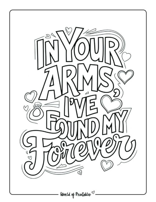 In your arms I&rsquo;ve found my forever Valentine&rsquo;s day coloring page