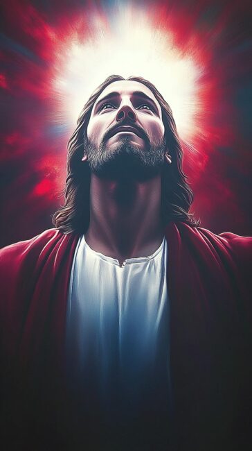 Jesus looking towards Heaven Christian background