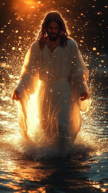 Jesus on Water Background