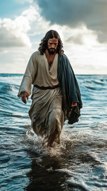 Jesus walking on water Christian Wallpaper