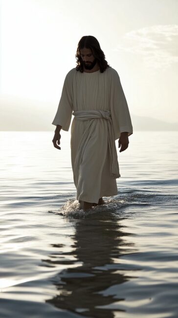 Jesus walks on Water Christian Wallpaper