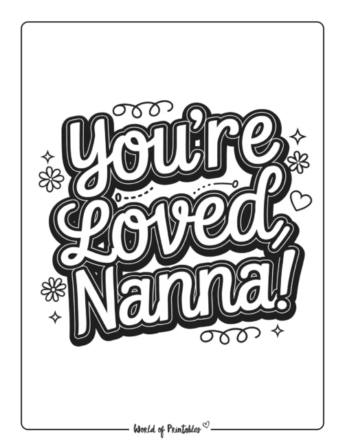 Kids to Grandma Coloring Page for Mother’s Day
