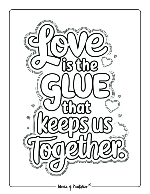 Love is the glue Valentine&rsquo;s day coloring pages