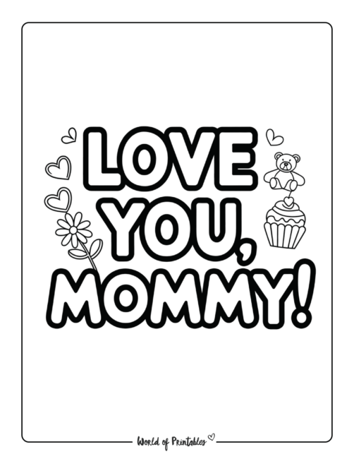 Love you mommy coloring page for kids