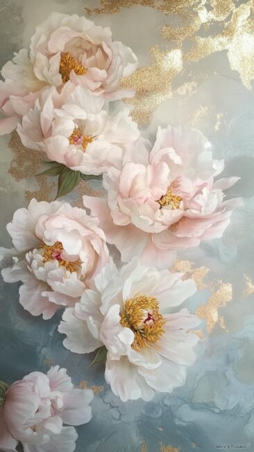 Lush Peonies Rococo Floral Wallpapers