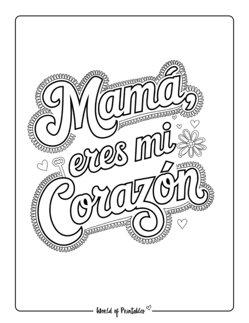 Mamá, eres mi corazón página para colorear
