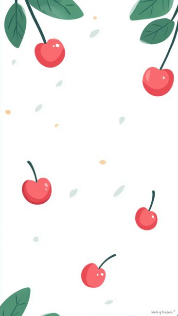 Minimalist Cherry and Mint Wallpaper