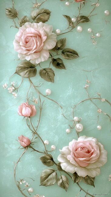 Mint Green and Rose Rococo Wallpapers for Phone