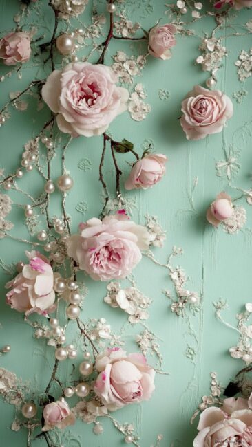 Mint Green and Rose Rococo Wallpapers for Phone
