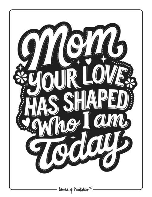 Mother’s Day Coloring Page with Quotes for Mom