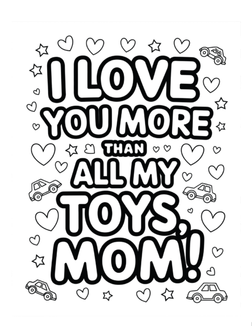 Mother&rsquo;s Day cards to color for Toddlers