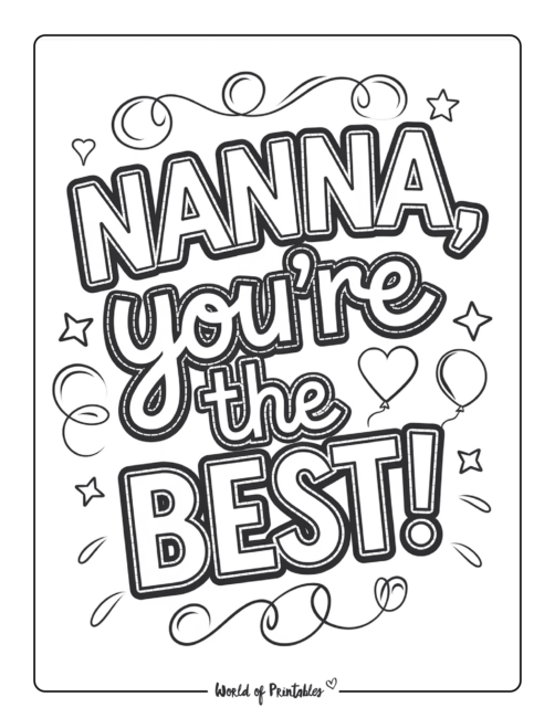 Nanna You&rsquo;re the best Mothers Day Coloring Sheet
