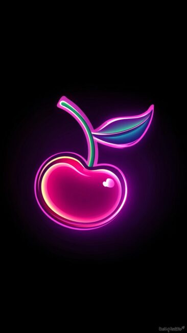 Neon Cartoon Cherry Wallpaper