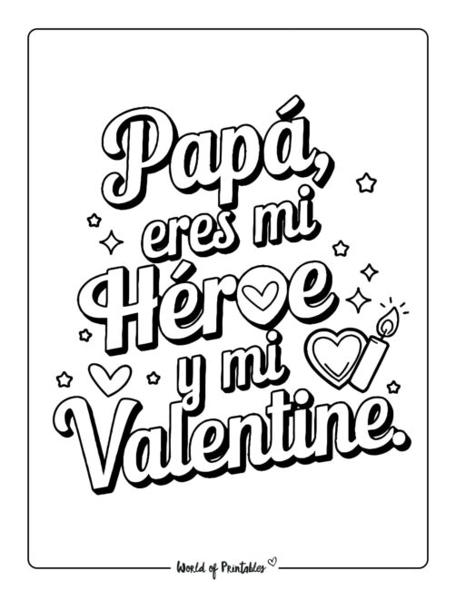 Papa eres mi heroe Valentine&rsquo;s day coloring pages