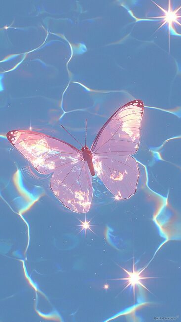 Pink Butterfly Aura Phone Background