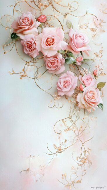 Pink Roses and Vines Rococo Wallpapers for Phone